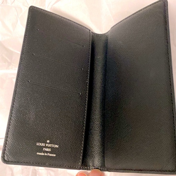 EUC [Louis Vuitton] Checkered Long Unisex Wallet Credit Card Holder Black/Grey - Picture 7 of 16